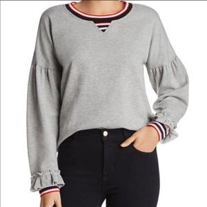 REBECCA MINKOFF gray stripped cropped top small